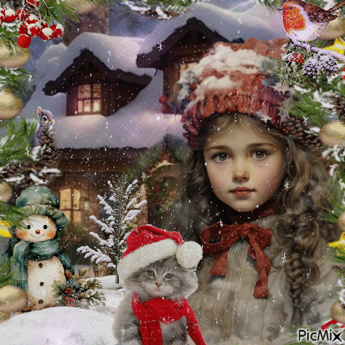 Niño de Navidad vintage - GIF animado gratis