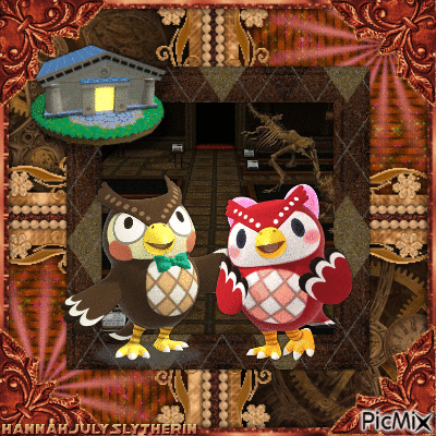 {Blathers and Celeste - Siblings at the Museum} - Zdarma animovaný GIF