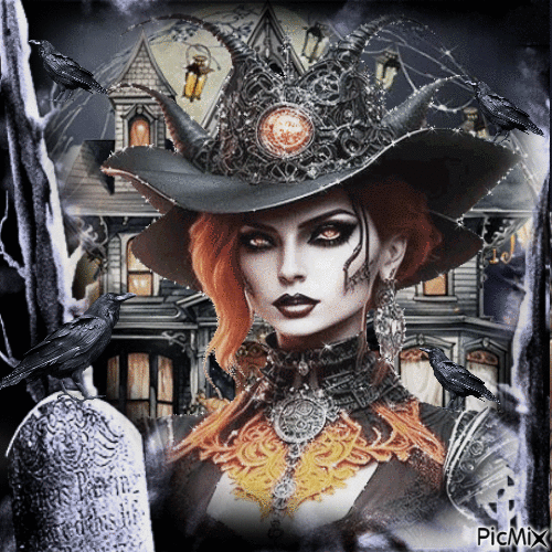 Woman gothic halloween portrait - Bezmaksas animēts GIF