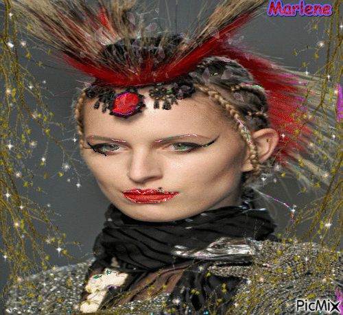 Portrait Woman Colors Hat Deco Glitter Fashion Glamour - GIF animado gratis