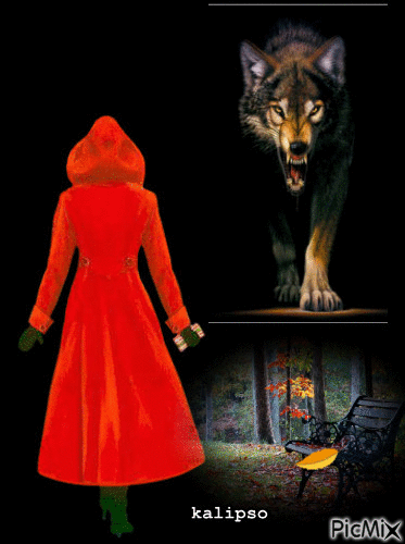the girl and the wolf - GIF animé gratuit