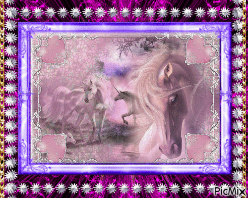 Licornes dans le rose - Gratis animeret GIF