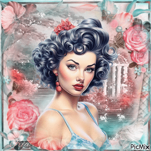 vintage rose bleu - Безплатен анимиран GIF