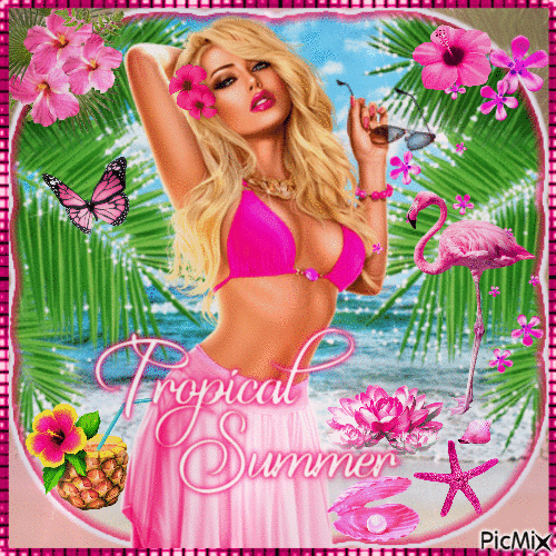 Tropical Pink Summer - GIF animé gratuit