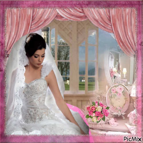 Mariée dans une chambre rose - nemokama png