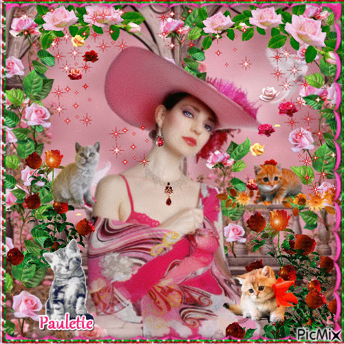 portrait de femme en rose - GIF animasi gratis