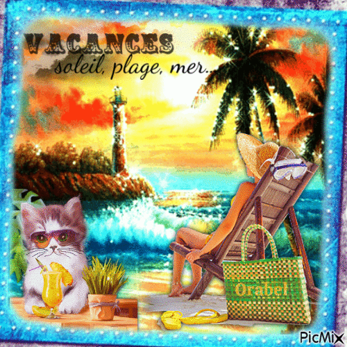 Vacances, soleil, mer plage 2PLACE - GIF animado gratis