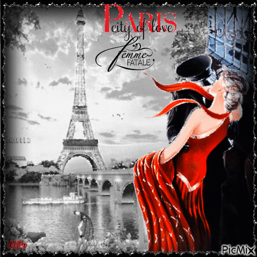 Paris city of love...Famme fatale - GIF animé gratuit