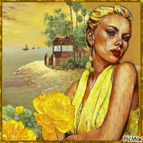 Sarı kadın - Gratis geanimeerde GIF