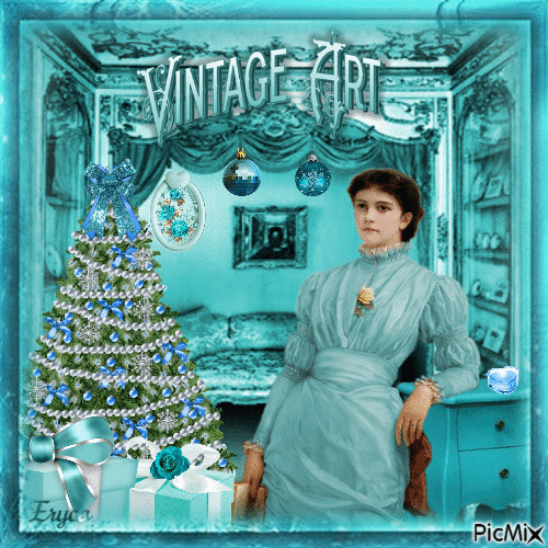 Vintage Art turquoise - Δωρεάν κινούμενο GIF