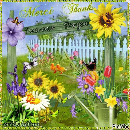Merci _ Thank You ( printemps ) - Бесплатный анимированный гифка