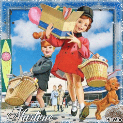 Martine at the market - Free animated GIF