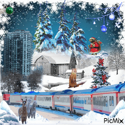 winter train - Бесплатный анимированный гифка