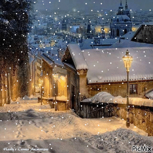 Paysage urbain en hiver - Ingyenes animált GIF