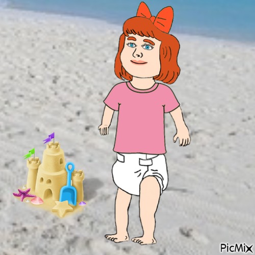 Elizabeth and sandcastle - PNG gratuit