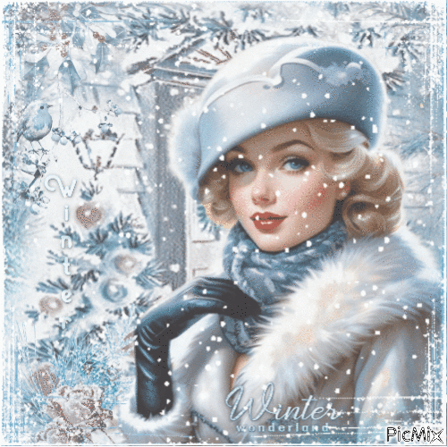 Woman in Winter - Free animated GIF