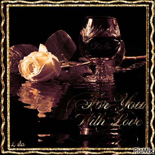 For You With Love. Black, brown, gold, rose - Nemokamas animacinis gif