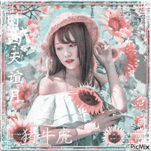 Portrait of an asian woman with a hat - GIF animasi gratis
