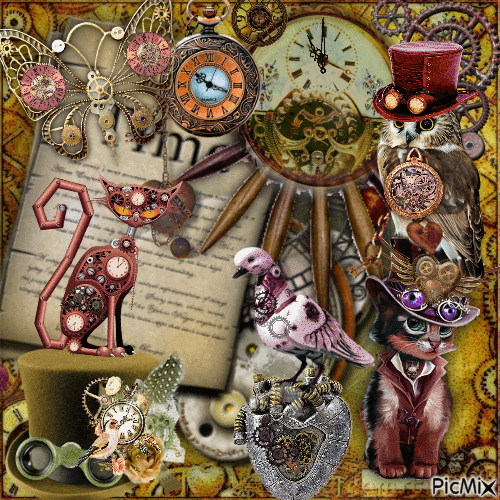 Steampunk avec des animaux - Free animated GIF