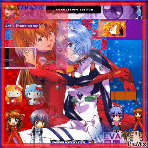 Rei and Asuka - Free animated GIF