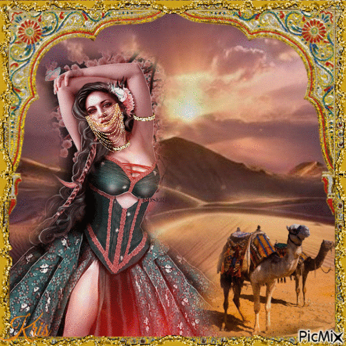 Arabian princess in desert - GIF animasi gratis