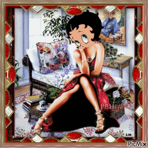 👩  💐 ☀ 💝'Betty Boop in red' - GIF animado grátis