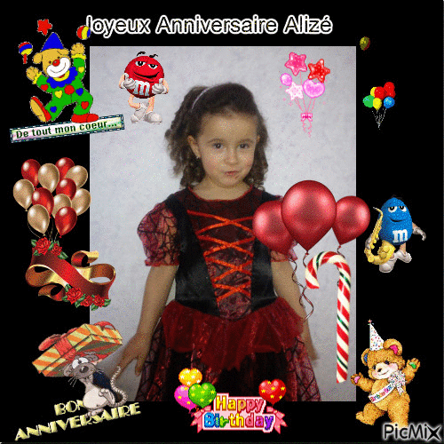 Joyeux anniversaire Alizé - Безплатен анимиран GIF