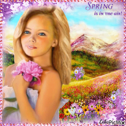Spring is in the air. Girl - GIF animate gratis