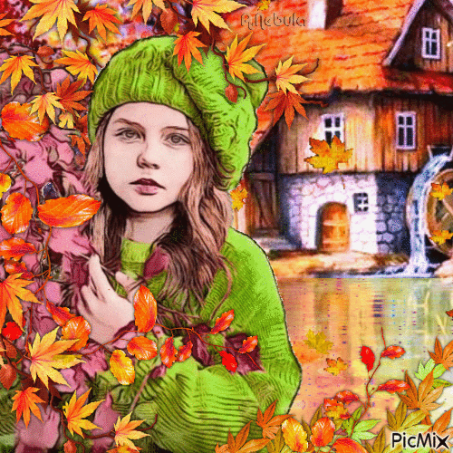Autumn girl - GIF animé gratuit