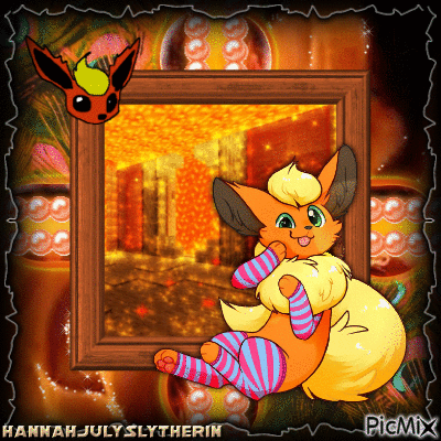 {♥Fluffy Fire Cat - Flareon in Stockings♥} - Nemokamas animacinis gif