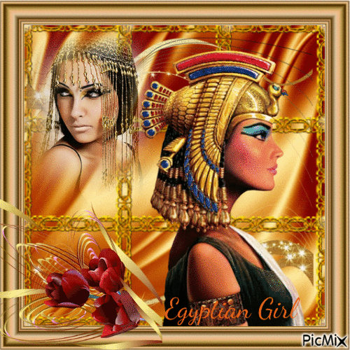 Egyptian Girl - Gold Background - GIF animado gratis