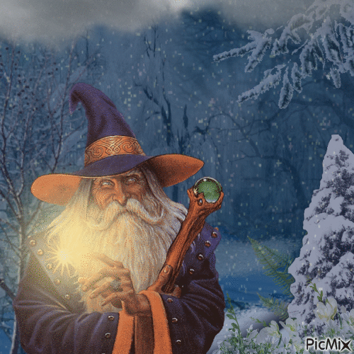 a gay wizard in the snow - Δωρεάν κινούμενο GIF