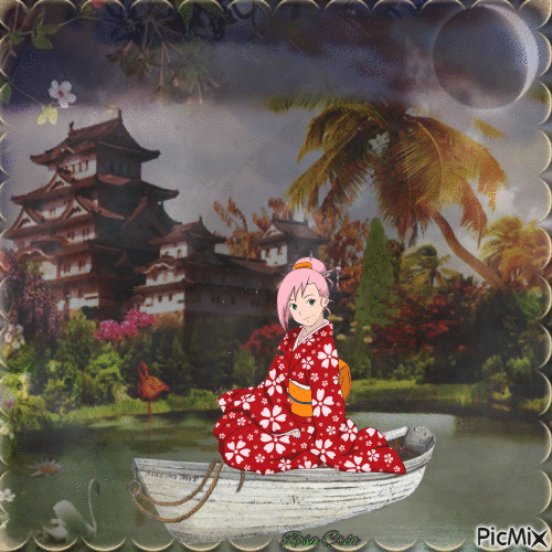 Concours : Sakura, lune, nuit - GIF animé gratuit