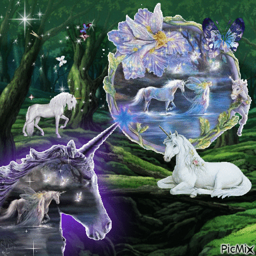 unicorn forest - Zdarma animovaný GIF