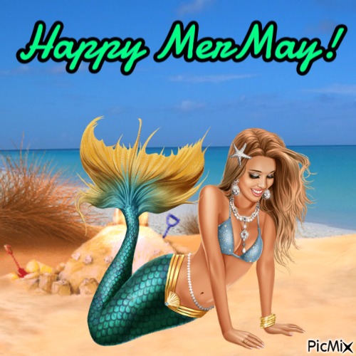 Mermaid in front of sandcastle - gratis png