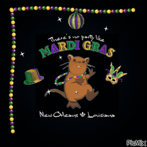 Mardi Gras Nutria - Free animated GIF