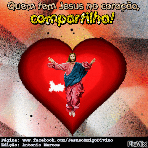 Quem tem Jesus no coração, compartilha! - Besplatni animirani GIF