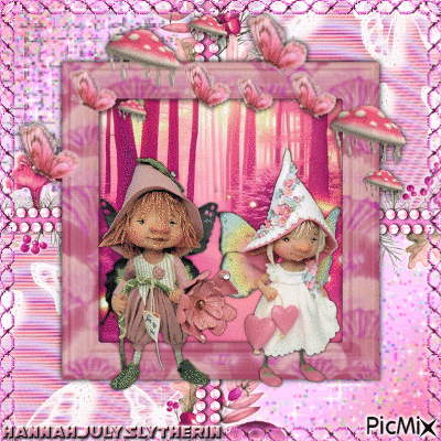 {♥Two Fantasy Fairies in Pink♥} - Free animated GIF