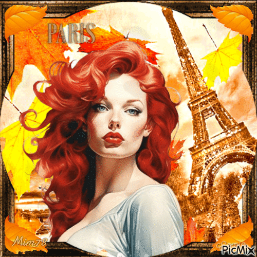 Automne à Paris - Femme vintage - GIF animé gratuit