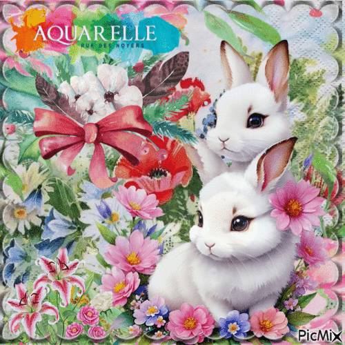 Aquarelle lapin - Zdarma animovaný GIF