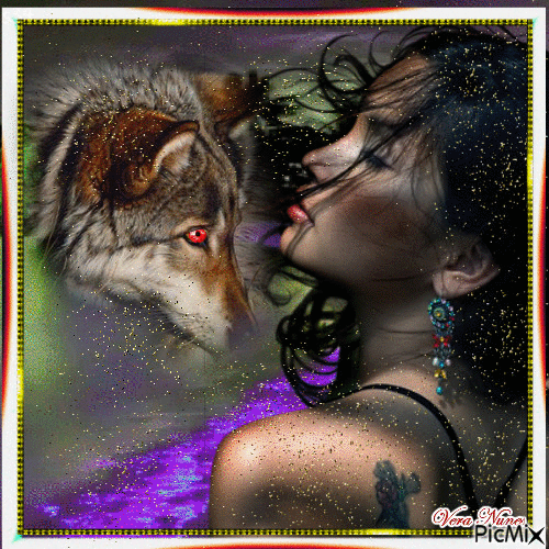 A Mulher e o Lobo - 無料のアニメーション GIF