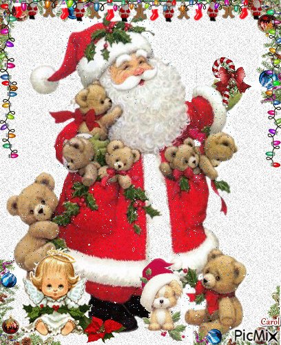 Santa and His Little Friends - GIF animé gratuit