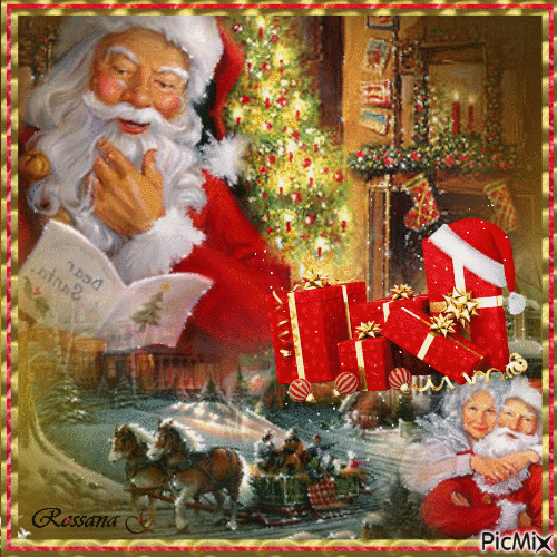 Santa with gifts - Free animated GIF