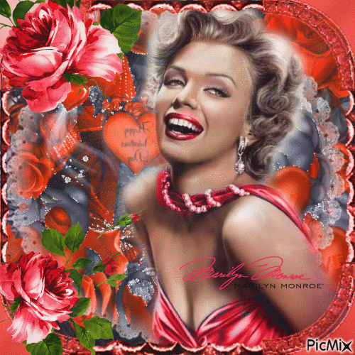 Marilyn Monroe in Rot - GIF animé gratuit