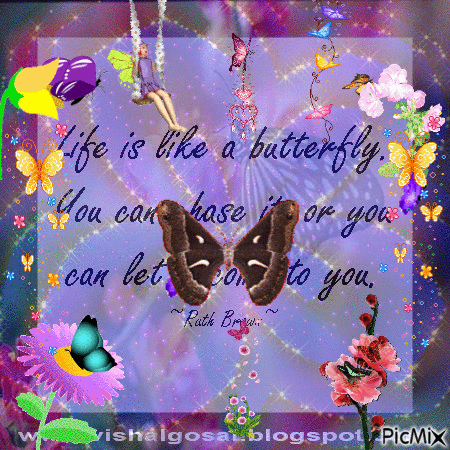 A BUTTERFLY QUOTE LOTS OF FLOWERS AND BUTTERFLIES. - Бесплатни анимирани ГИФ