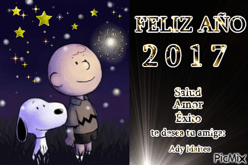 Feliz año Charlie Brown - Gratis animerad GIF
