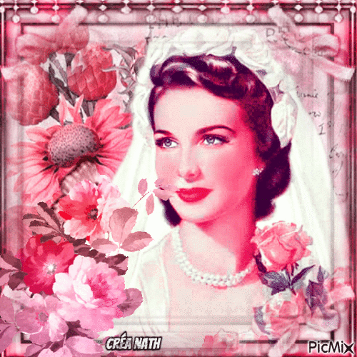 Portrait femme vintage en rose - Gratis animeret GIF