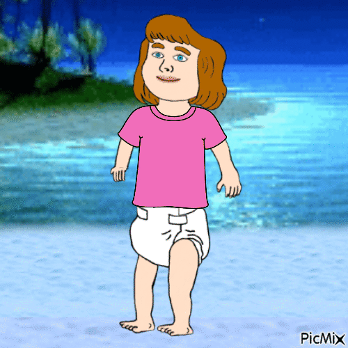 Baby at night beach - GIF animado gratis