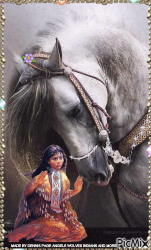 HORSE WITH NATIVE GIRL - 無料のアニメーション GIF