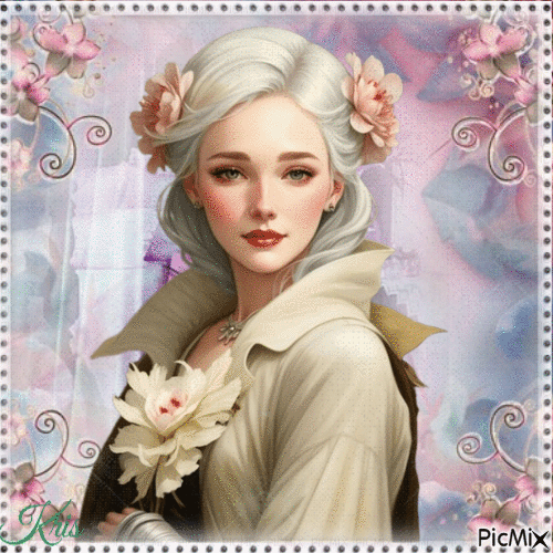 Portrait d'une femme blonde pastele🌻🌿🍁 - 無料のアニメーション GIF